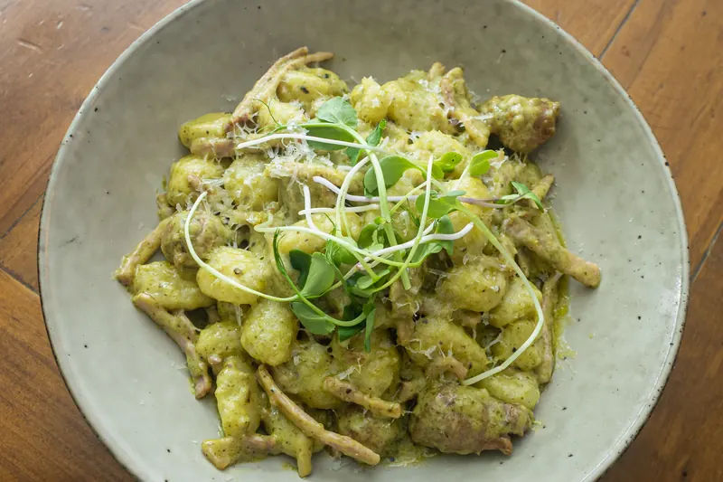 Gnocchi with sausage in a creamy sauce