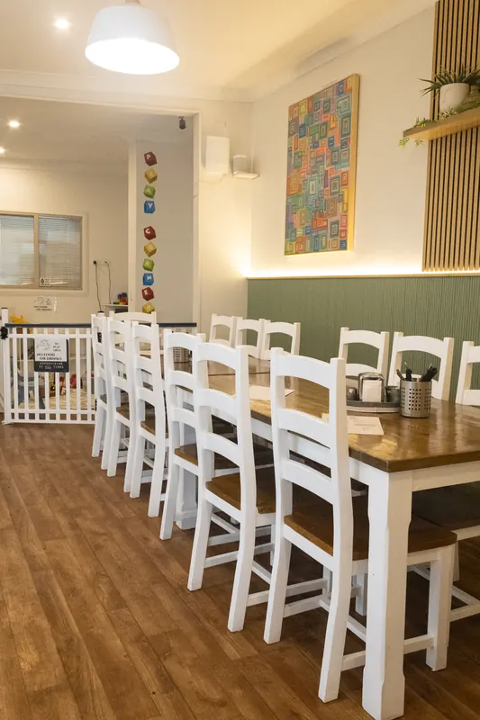 A long table set for a group